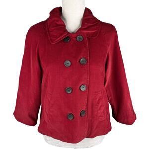 Sandro Red Corduroy Blazer Large Petite PL Y2K Career